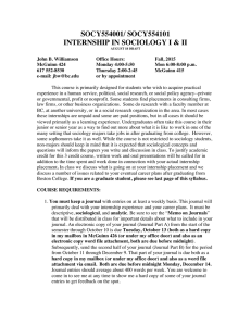 SOCY554001/ SOCY554101 INTERNSHIP IN SOCIOLOGY I &amp; II