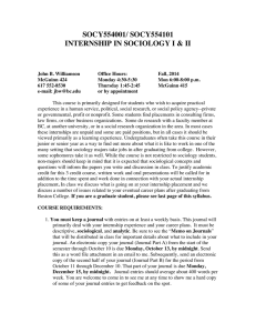 SOCY554001/ SOCY554101 INTERNSHIP IN SOCIOLOGY I &amp; II