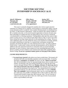 SOCY5540/ SOCY5541 INTERNSHIP IN SOCIOLOGY I &amp; II