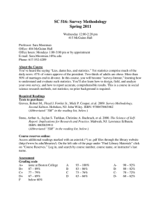 SC 516: Survey Methodology Spring 2011