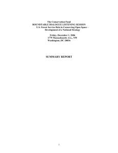 The Conservation Fund ROUNDTABLE DIALOGUE LISTENING SESSION