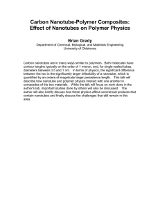 Carbon Nanotube-Polymer Composites: Effect of Nanotubes on Polymer Physics Brian Grady