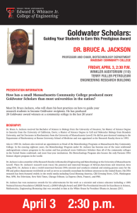 Goldwater Scholars: DR. BRUCE A. JACKSON FRIDAY, APRIL 3, 2:30 P.M.