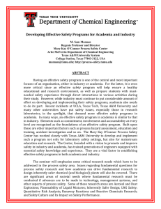 Developing Effective ffective Safety Programs for Academia and