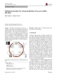 Optimized procedure for sol–gel production of La Ca MnO thin films