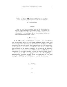 The Golod-Shafarevich Inequality 1