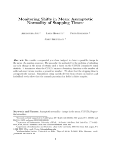 Monitoring Shifts in Mean: Asymptotic Normality of Stopping Times