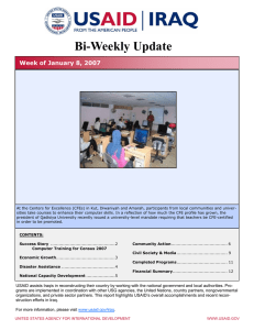 Bi-Weekly Update  Week of January 8, 2007