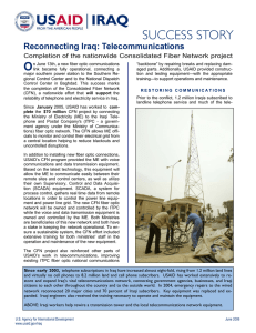 O Reconnecting Iraq: Telecommunications Completion of the nationwide Consolidated Fiber Network project