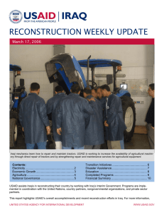 RECONSTRUCTION WEEKLY UPDATE  March 17, 2006