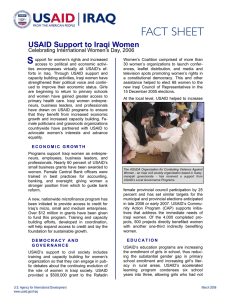 S USAID Support to Iraqi Women  Celebrating International Women’s Day, 2006
