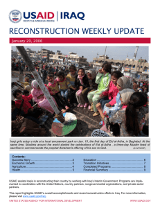 RECONSTRUCTION WEEKLY UPDATE  January 20, 2006