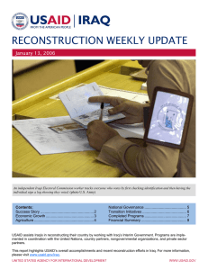 RECONSTRUCTION WEEKLY UPDATE  January 13, 2006