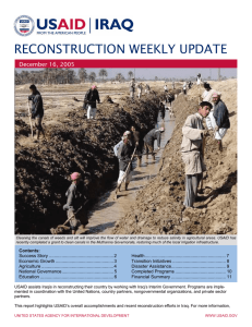 RECONSTRUCTION WEEKLY UPDATE  December 16, 2005