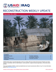 RECONSTRUCTION WEEKLY UPDATE  December 09, 2005