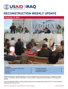 RECONSTRUCTION WEEKLY UPDATE September 23, 2005 November 18, 2005