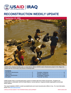 RECONSTRUCTION WEEKLY UPDATE September 23, 2005