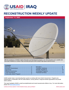 RECONSTRUCTION WEEKLY UPDATE September 15, 2005