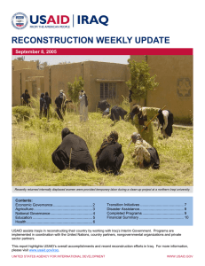 RECONSTRUCTION WEEKLY UPDATE September 8, 2005