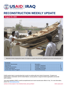 RECONSTRUCTION WEEKLY UPDATE August 25, 2005