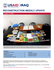 RECONSTRUCTION WEEKLY UPDATE August 18, 2005