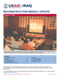 RECONSTRUCTION WEEKLY UPDATE August 11, 2005