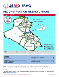 RECONSTRUCTION WEEKLY UPDATE August 4, 2005