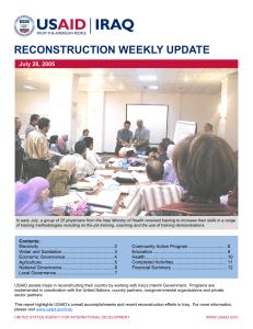 RECONSTRUCTION WEEKLY UPDATE July 28, 2005