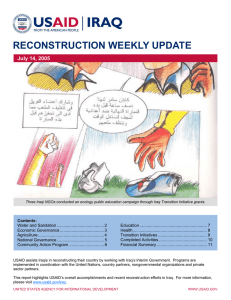 RECONSTRUCTION WEEKLY UPDATE July 14, 2005