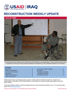 RECONSTRUCTION WEEKLY UPDATE June 30, 2005