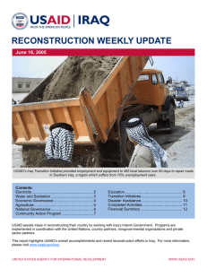 RECONSTRUCTION WEEKLY UPDATE June 16, 2005