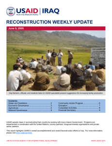 RECONSTRUCTION WEEKLY UPDATE June 9, 2005