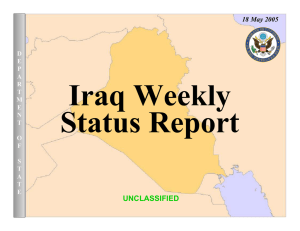 Iraq Weekly Status Report UNCLASSIFIED 18 May 2005
