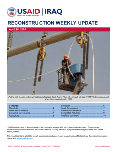 RECONSTRUCTION WEEKLY UPDATE April 28, 2005