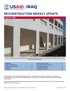 RECONSTRUCTION WEEKLY UPDATE April 21, 2005