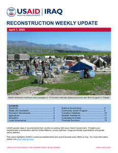 RECONSTRUCTION WEEKLY UPDATE April 7, 2005