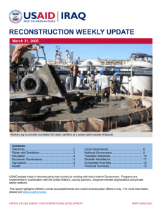 RECONSTRUCTION WEEKLY UPDATE March 31, 2005