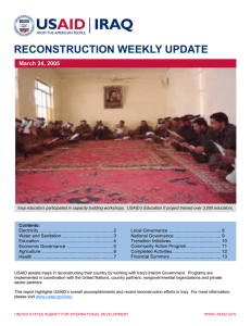 RECONSTRUCTION WEEKLY UPDATE March 24, 2005