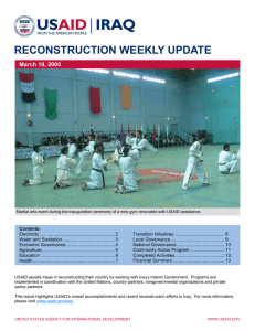 RECONSTRUCTION WEEKLY UPDATE March 10, 2005