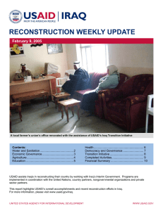 RECONSTRUCTION WEEKLY UPDATE February 9, 2005