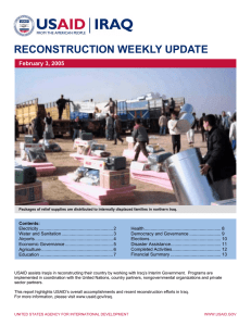 RECONSTRUCTION WEEKLY UPDATE February 3, 2005