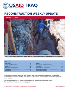 RECONSTRUCTION WEEKLY UPDATE January 12, 2005