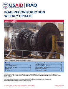 IRAQ RECONSTRUCTION WEEKLY UPDATE January 5, 2005