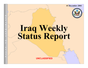 Iraq Weekly Status Report UNCLASSIFIED 01 December 2004