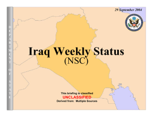 Iraq Weekly Status (NSC) UNCLASSIFIED 29 September 2004