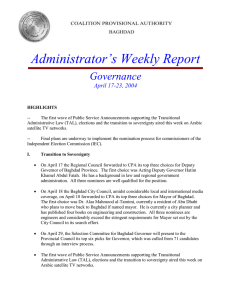 Administrator’s Weekly Report Governance April 17-23, 2004