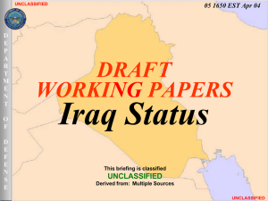 Iraq Status DRAFT WORKI PAPERS