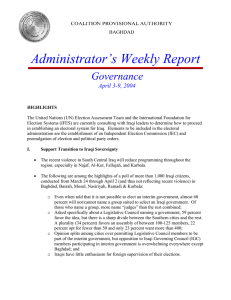 Administrator’s Weekly Report  Governance April 3-9, 2004