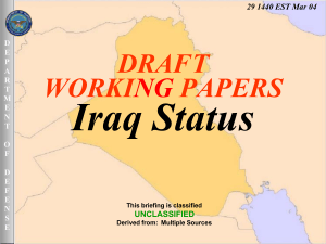 Iraq Status DRAFT WORKI PAPERS