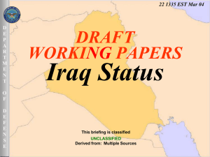 Iraq Status DRAFT WORKI PAPERS